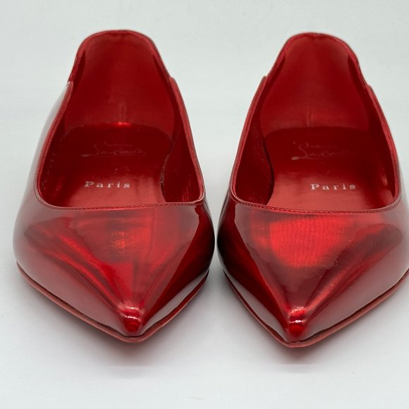 Christian Louboutin HOT CHICKITA Scallop Patent Ballerina Flat Shoes Loubi - Picture 9 of 16